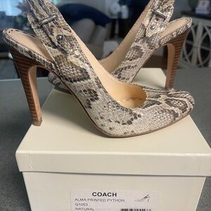 Coach Alma Printed Python Heels